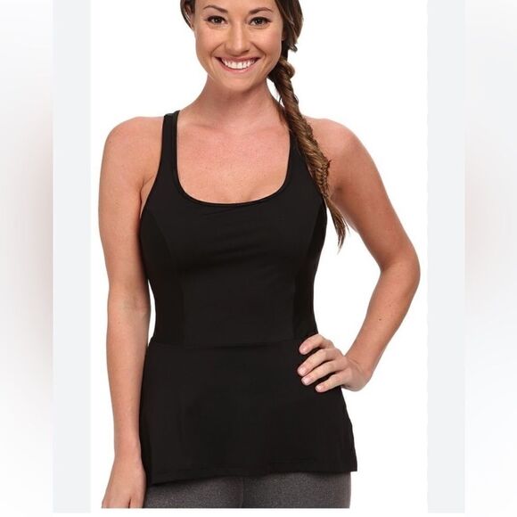 SPANX Peplum Shaper Tank Top Racer Back Top Black NWOT, Size: M - Picture 2 of 4